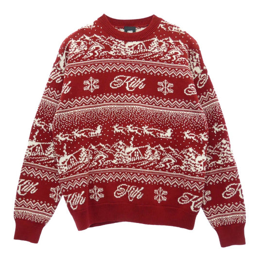 KITH キス 20-080-060-0020-4-0 クリスマス限定 Kithmas Sweater Nocturnal キスマス ノクターナル ニット セーター レッド系 M【中古】