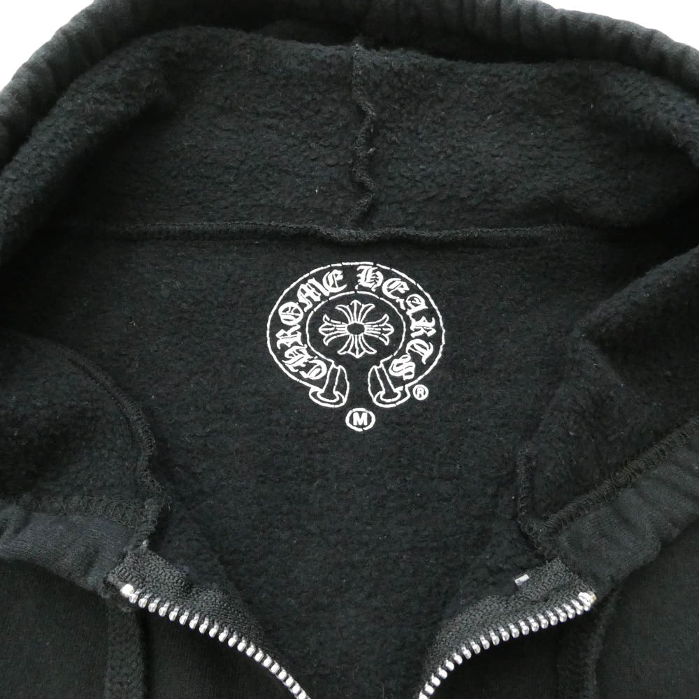 CHROME HEARTS クロムハーツ（原本無） CHプラススクロール バック フレームドクロス プリント ダガージップ スウエット パーカー フーディ ブラック系 M【中古】