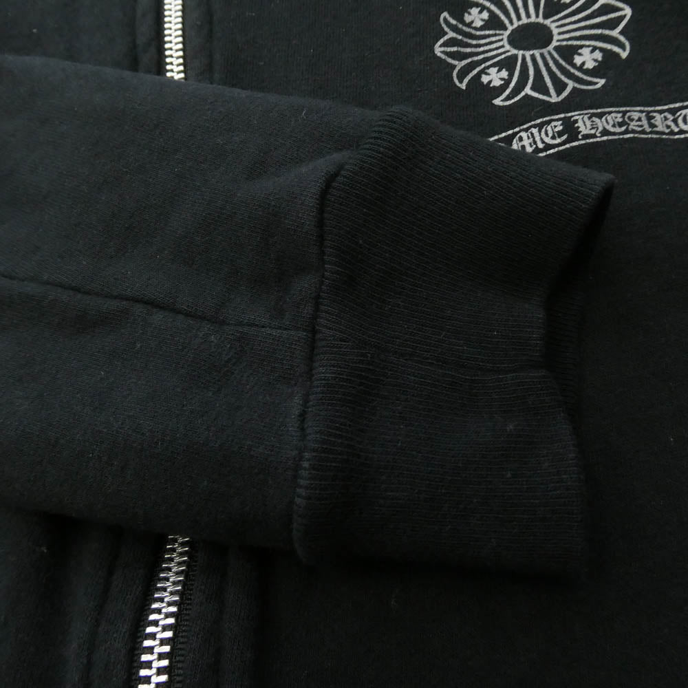 CHROME HEARTS クロムハーツ（原本無） CHプラススクロール バック フレームドクロス プリント ダガージップ スウエット パーカー フーディ ブラック系 M【中古】