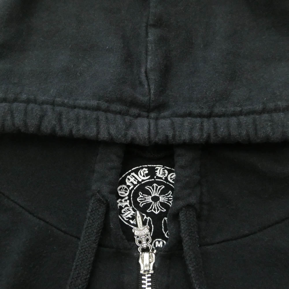 CHROME HEARTS クロムハーツ（原本無） CHプラススクロール バック フレームドクロス プリント ダガージップ スウエット パーカー フーディ ブラック系 M【中古】