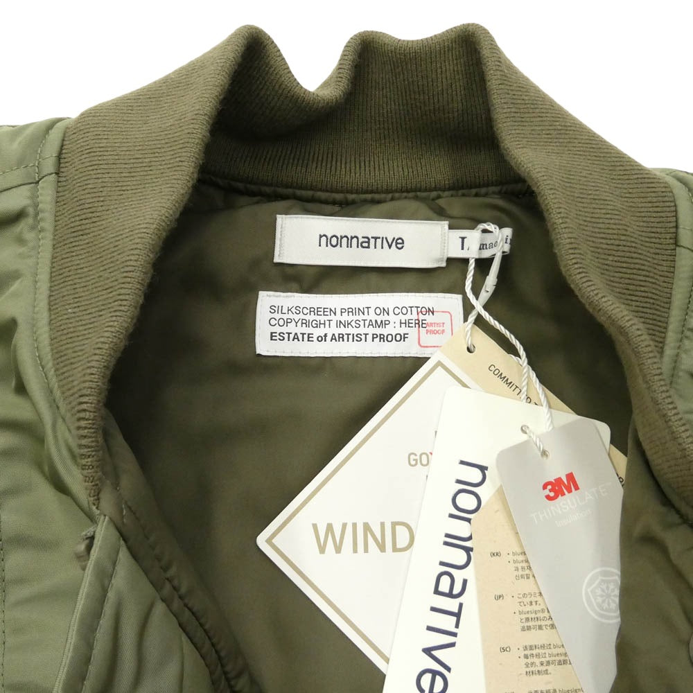 nonnative ノンネイティブ FRAGMENT DESIGN フラグメントデザイン × ARTIST PROOF アーティストプルーフ × FRAGMENT DESIGN フラグメント NN-JU4753 TROOPER PUFF BLOUSON NYLON TWILL WITH WINDSTOPPER ボンバー ジャケット ブルゾン カーキ系 L【新古品】【未使用】【中古】