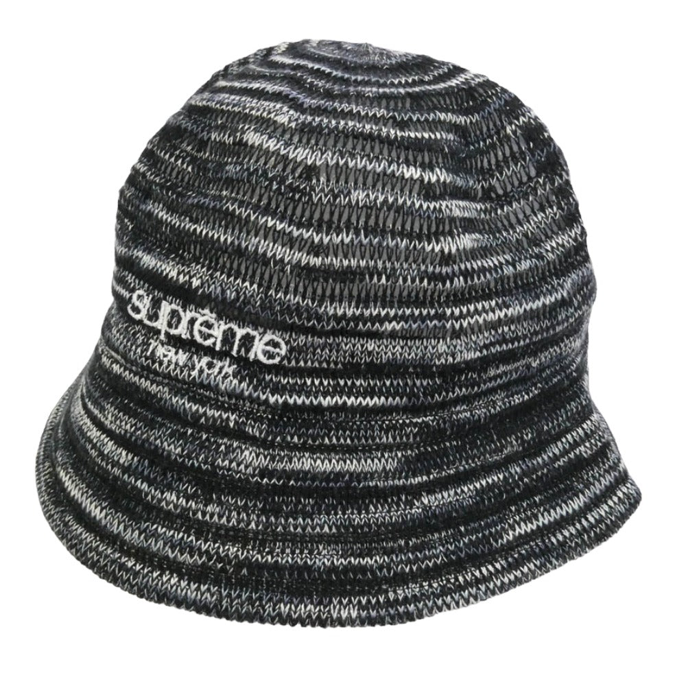 Supreme シュプリーム 25SS Open Knit Crusher オープン ニット クラッシャー バケット ハット 帽子 ブラック系 MEDIUM/LARGE【美品】【中古】