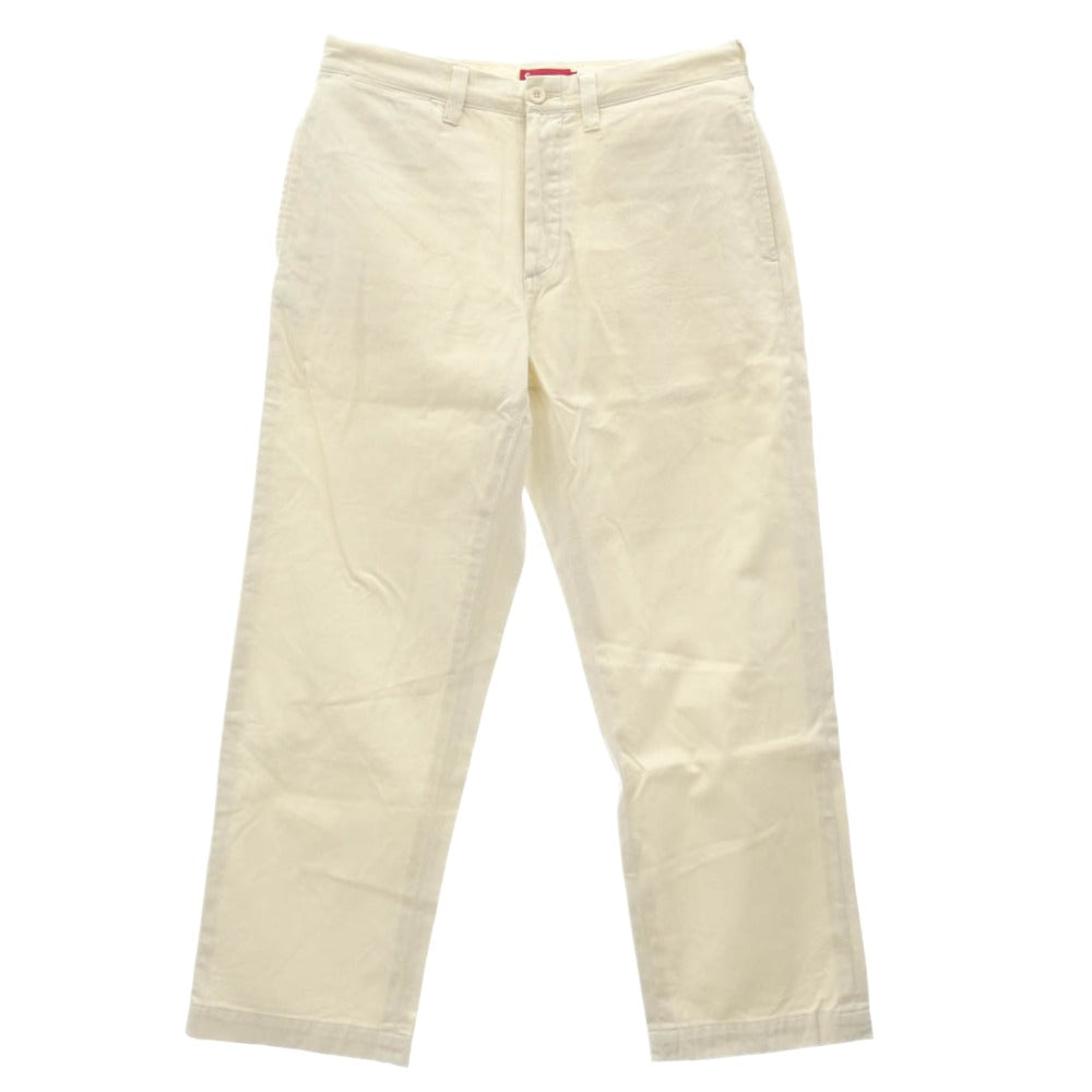 Supreme シュプリーム 23AW Pin Up Chino Pant ロゴ コットン チノ パンツ ホワイト オフホワイト系 32【中古】