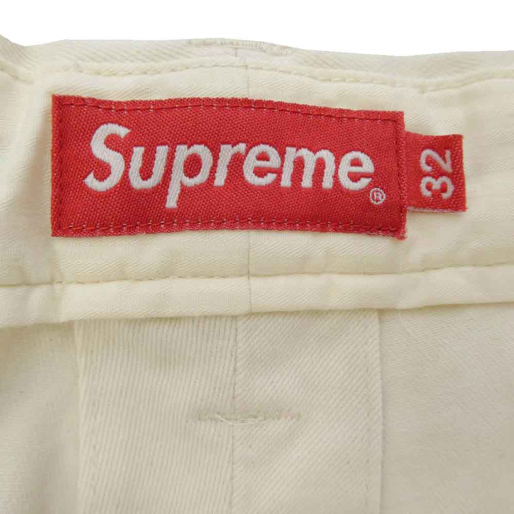 Supreme シュプリーム 23AW Pin Up Chino Pant ロゴ コットン チノ パンツ ホワイト オフホワイト系 32【中古】
