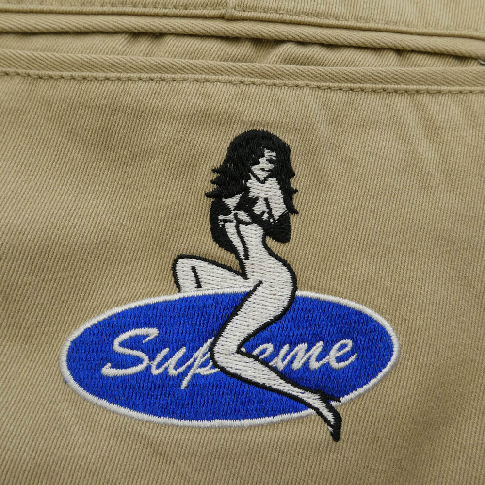 Supreme シュプリーム 23AW Pin Up Chino Pant ロゴ コットン チノ パンツ カーキ ベージュ系 32【中古】