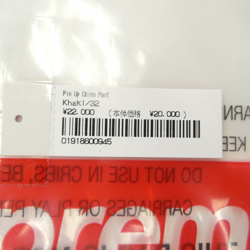 Supreme シュプリーム 23AW Pin Up Chino Pant ロゴ コットン チノ パンツ カーキ ベージュ系 32【中古】