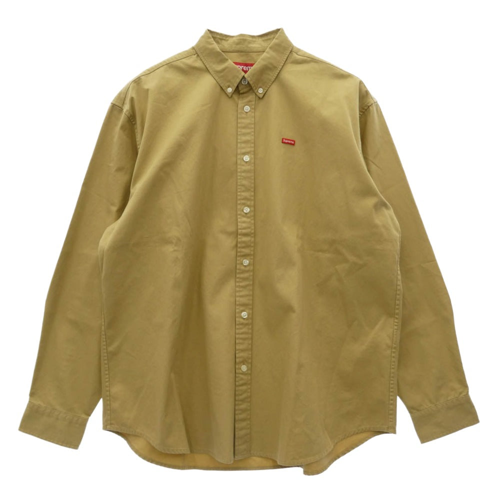 Supreme シュプリーム 23AW Small Box Shirt スモール ボックス ロゴ パッチ コットン ボタンダウン 長袖 シャツ ベージュ系 L【中古】