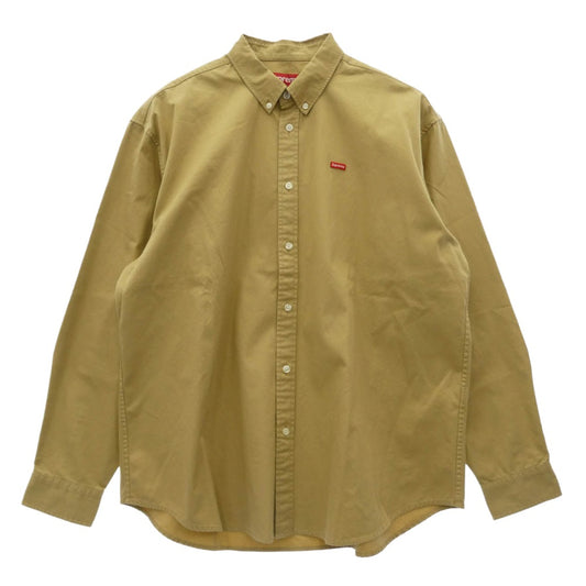 Supreme シュプリーム 23AW Small Box Shirt スモール ボックス ロゴ パッチ コットン ボタンダウン 長袖 シャツ ベージュ系 L【中古】