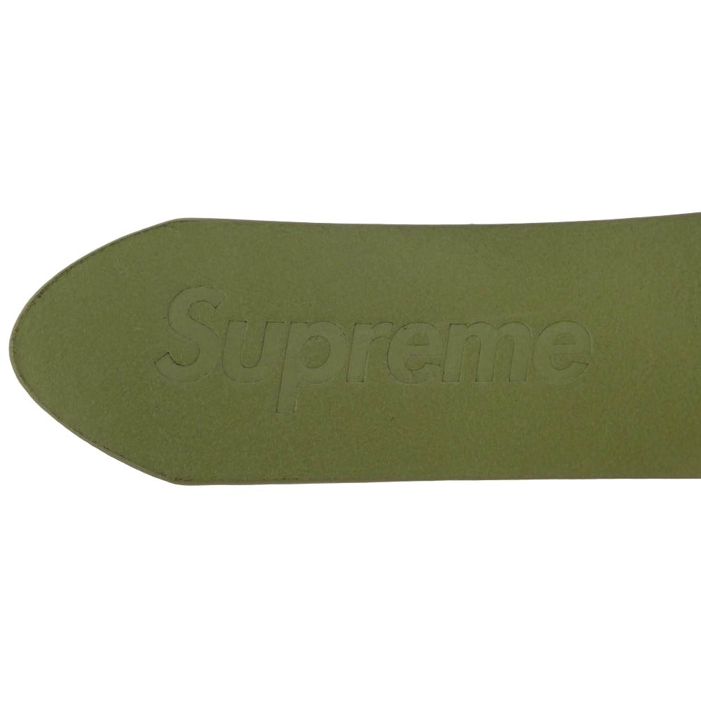 Supreme シュプリーム 22SS Repeat Leather Belt リピート ロゴ レザー ベルト モスグリーン系 S/M【美品】【中古】