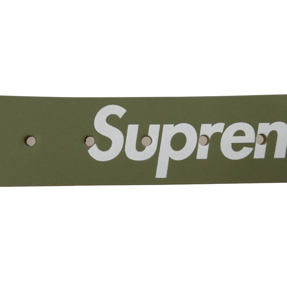 Supreme シュプリーム 22SS Repeat Leather Belt リピート ロゴ レザー ベルト モスグリーン系 S/M【美品】【中古】
