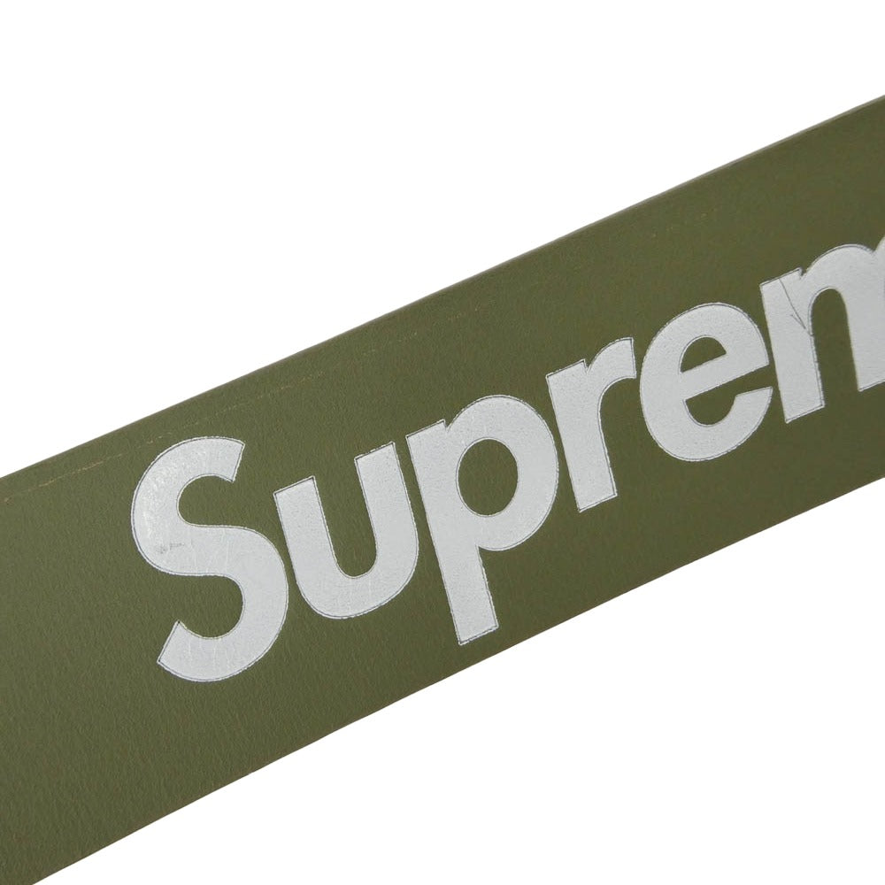 Supreme シュプリーム 22SS Repeat Leather Belt リピート ロゴ レザー ベルト モスグリーン系 S/M【美品】【中古】