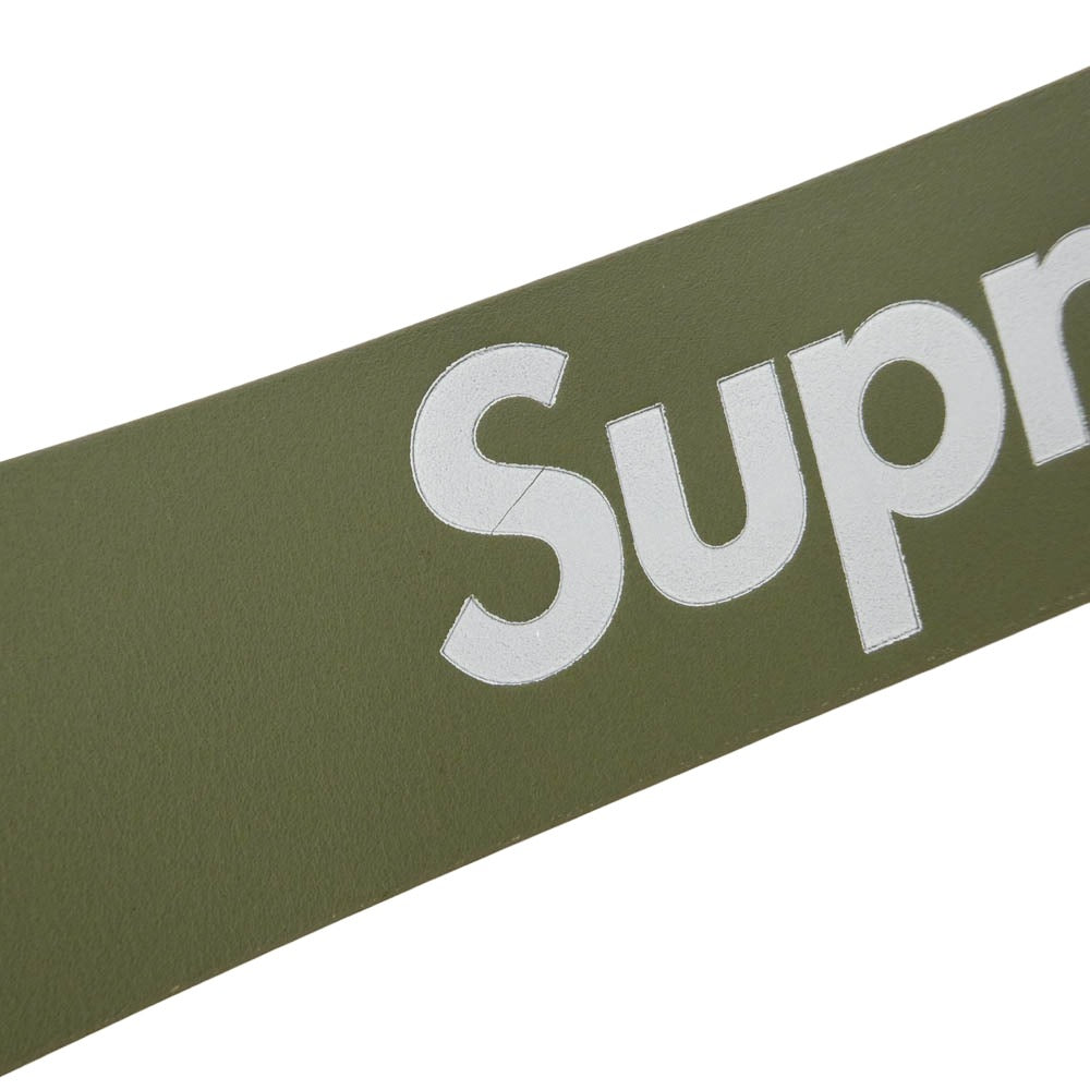 Supreme シュプリーム 22SS Repeat Leather Belt リピート ロゴ レザー ベルト モスグリーン系 S/M【美品】【中古】