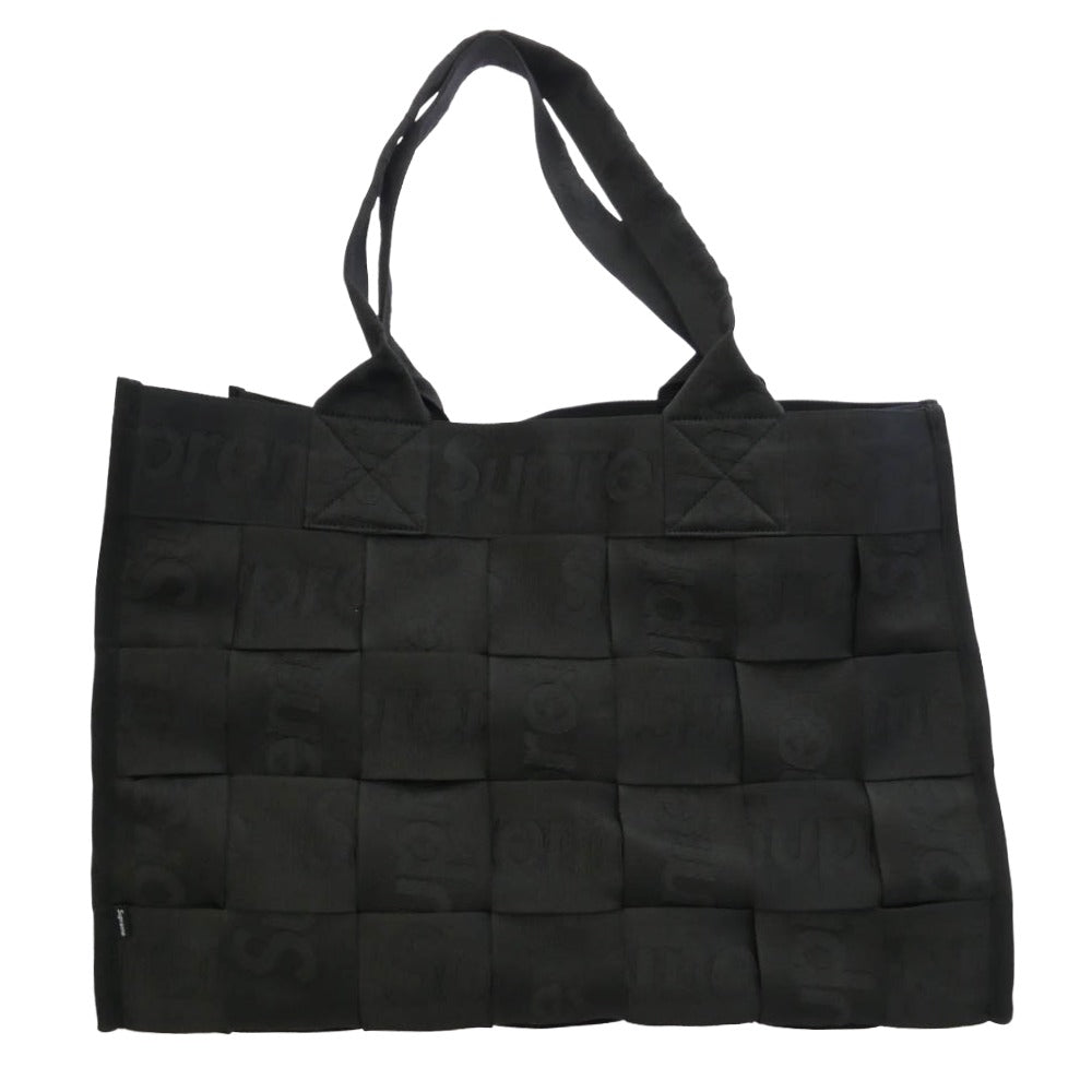 Supreme シュプリーム 23SS Woven Large Tote ウーブン ラージ トート バッグ ブラック系【極上美品】【中古】