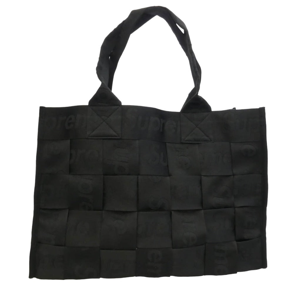 Supreme シュプリーム 23SS Woven Large Tote ウーブン ラージ トート バッグ ブラック系【極上美品】【中古】