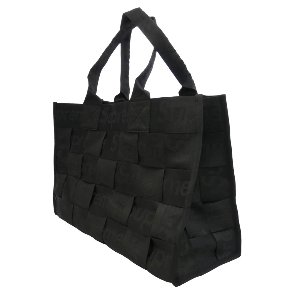 Supreme シュプリーム 23SS Woven Large Tote ウーブン ラージ トート バッグ ブラック系【極上美品】【中古】