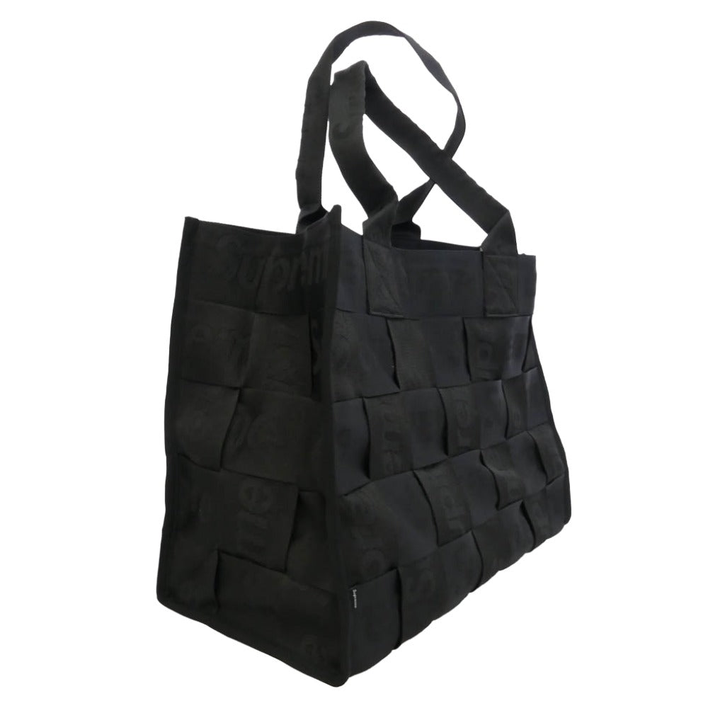 Supreme シュプリーム 23SS Woven Large Tote ウーブン ラージ トート バッグ ブラック系【極上美品】【中古】