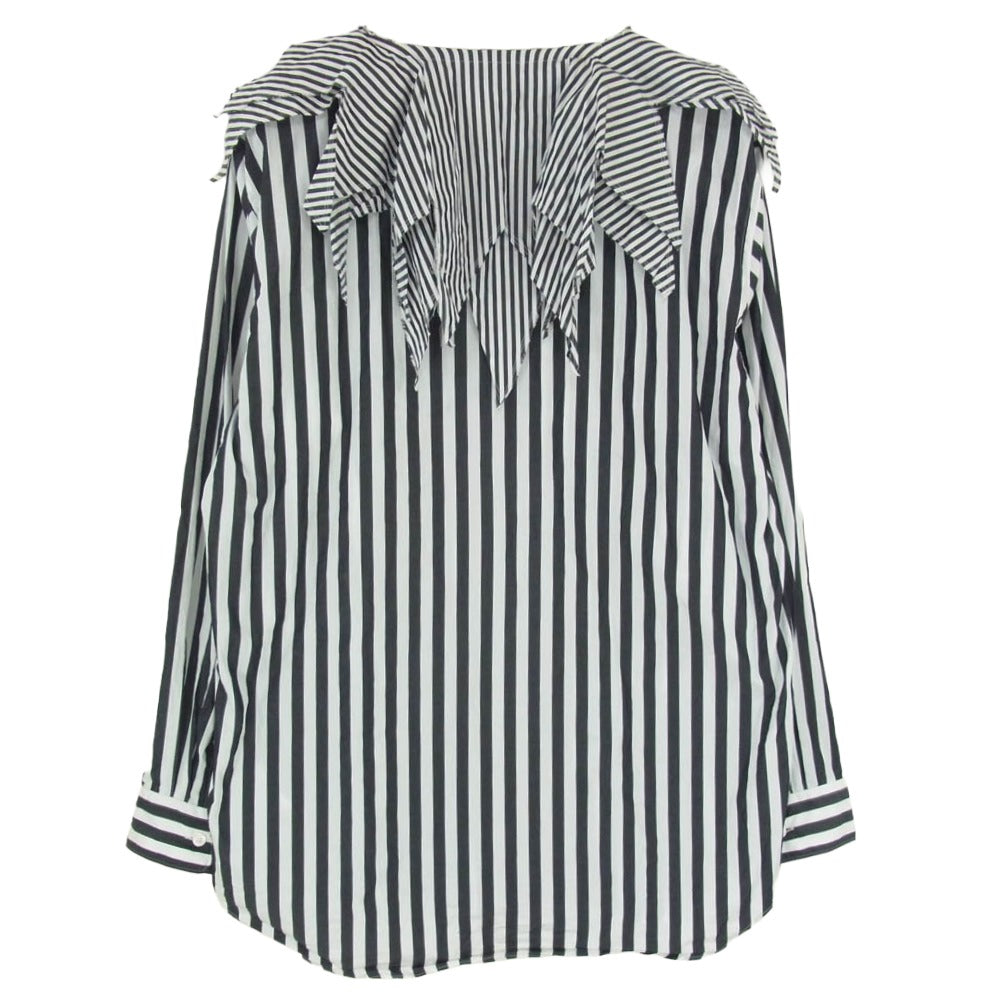 COMME des GARCONS HOMME PLUS コムデギャルソンオムプリュス PK-B021 AD2022 ギザギザ ピエロカラー ストライプ シャツ ブラック系 S【中古】