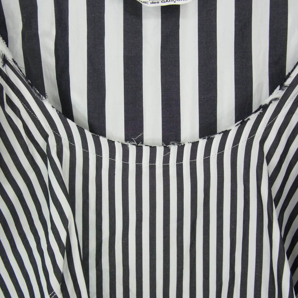COMME des GARCONS HOMME PLUS コムデギャルソンオムプリュス PK-B021 AD2022 ギザギザ ピエロカラー ストライプ シャツ ブラック系 S【中古】