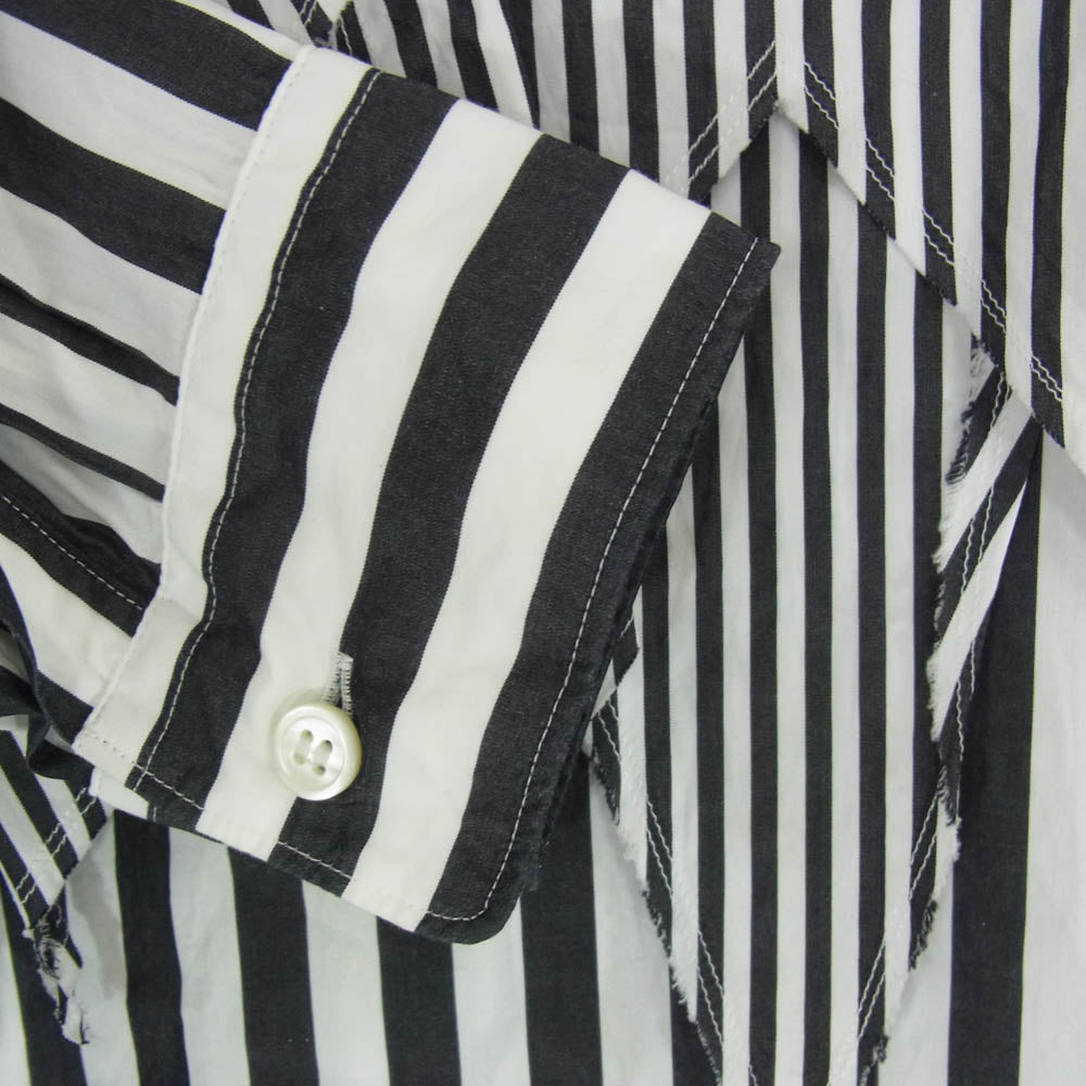 COMME des GARCONS HOMME PLUS コムデギャルソンオムプリュス PK-B021 AD2022 ギザギザ ピエロカラー ストライプ シャツ ブラック系 S【中古】