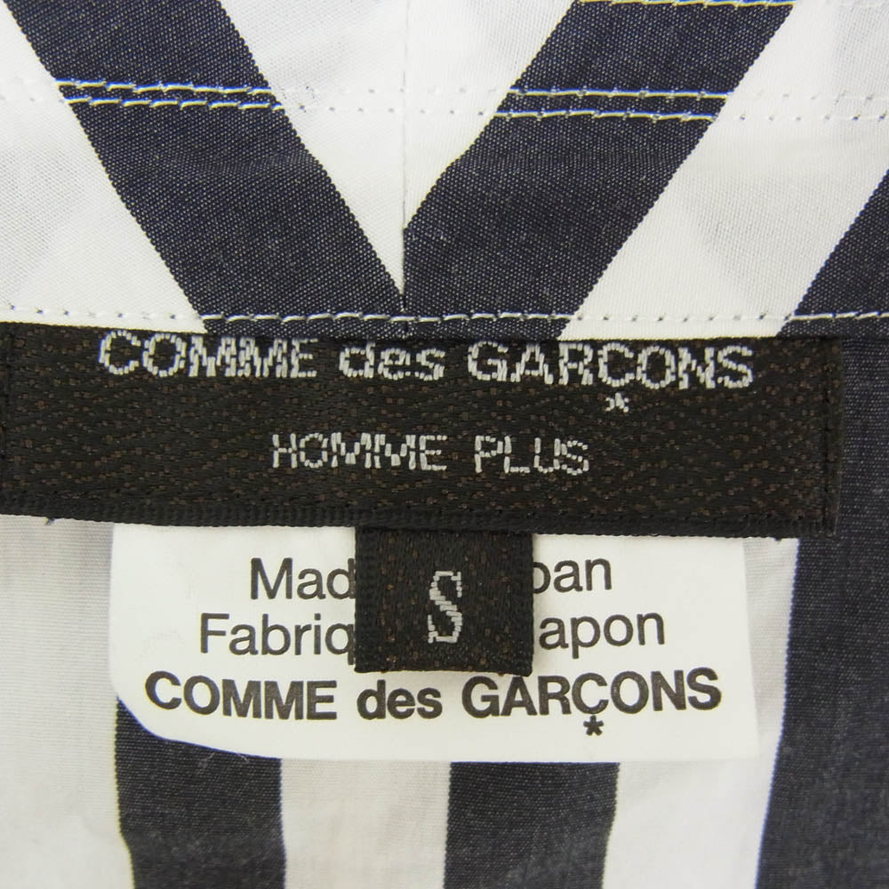 COMME des GARCONS HOMME PLUS コムデギャルソンオムプリュス PK-B021 AD2022 ギザギザ ピエロカラー ストライプ シャツ ブラック系 S【中古】