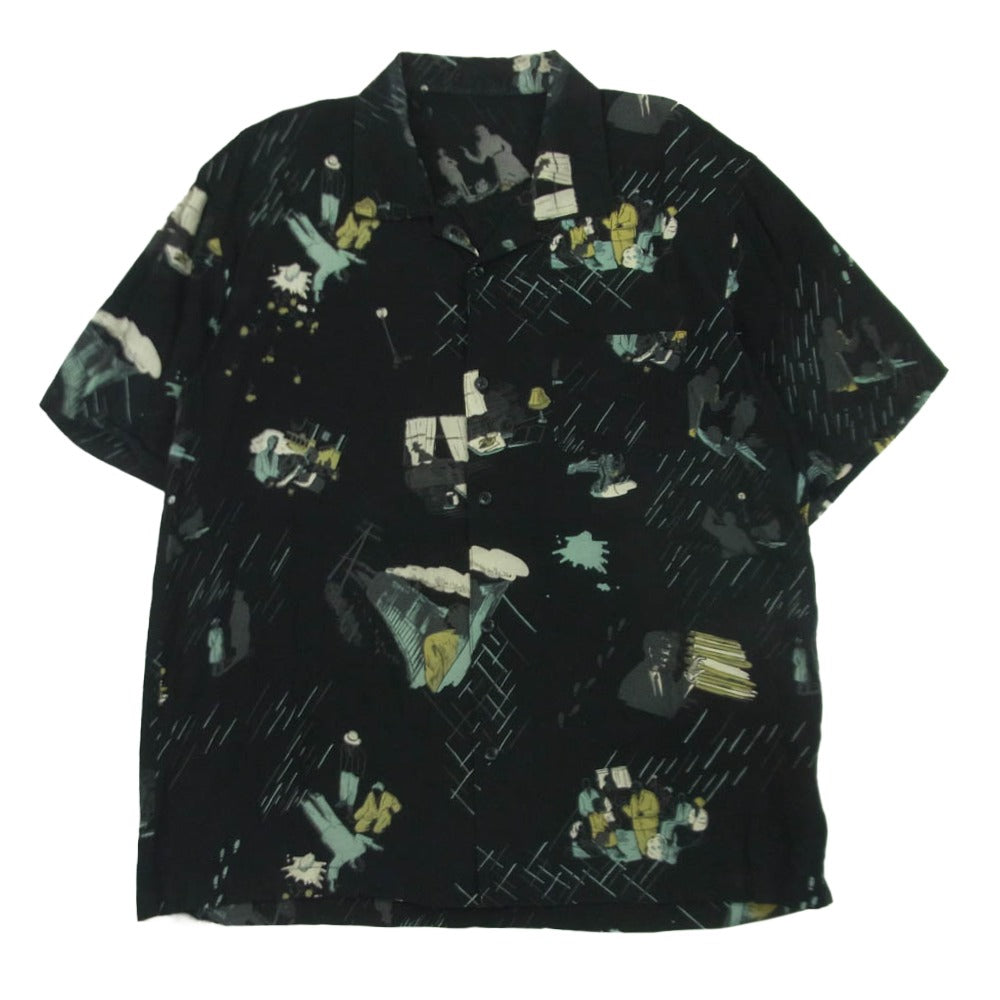 PORTER CLASSIC ポータークラシック FILM NOIR ALOHA SHIRT フィルム ノワール アロハ 半袖 シャツ ブラック系 L【中古】