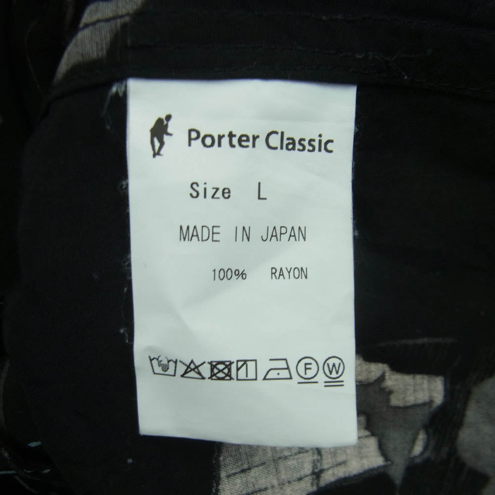 PORTER CLASSIC ポータークラシック FILM NOIR ALOHA SHIRT フィルム ノワール アロハ 半袖 シャツ ブラック系 L【中古】