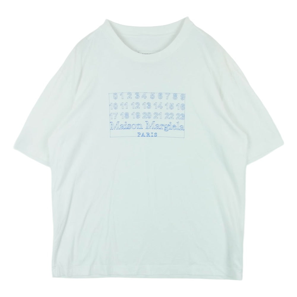 MAISON MARGIELA メゾンマルジェラ 20SS S30GC0696 カレンダーロゴ プリント 四つタグ 半袖 Tシャツ ホワイト系 44【中古】