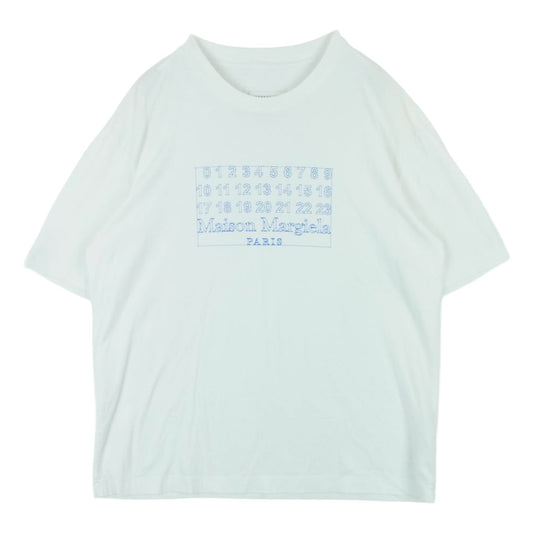 MAISON MARGIELA メゾンマルジェラ 20SS S30GC0696 カレンダーロゴ プリント 四つタグ 半袖 Tシャツ ホワイト系 44【中古】