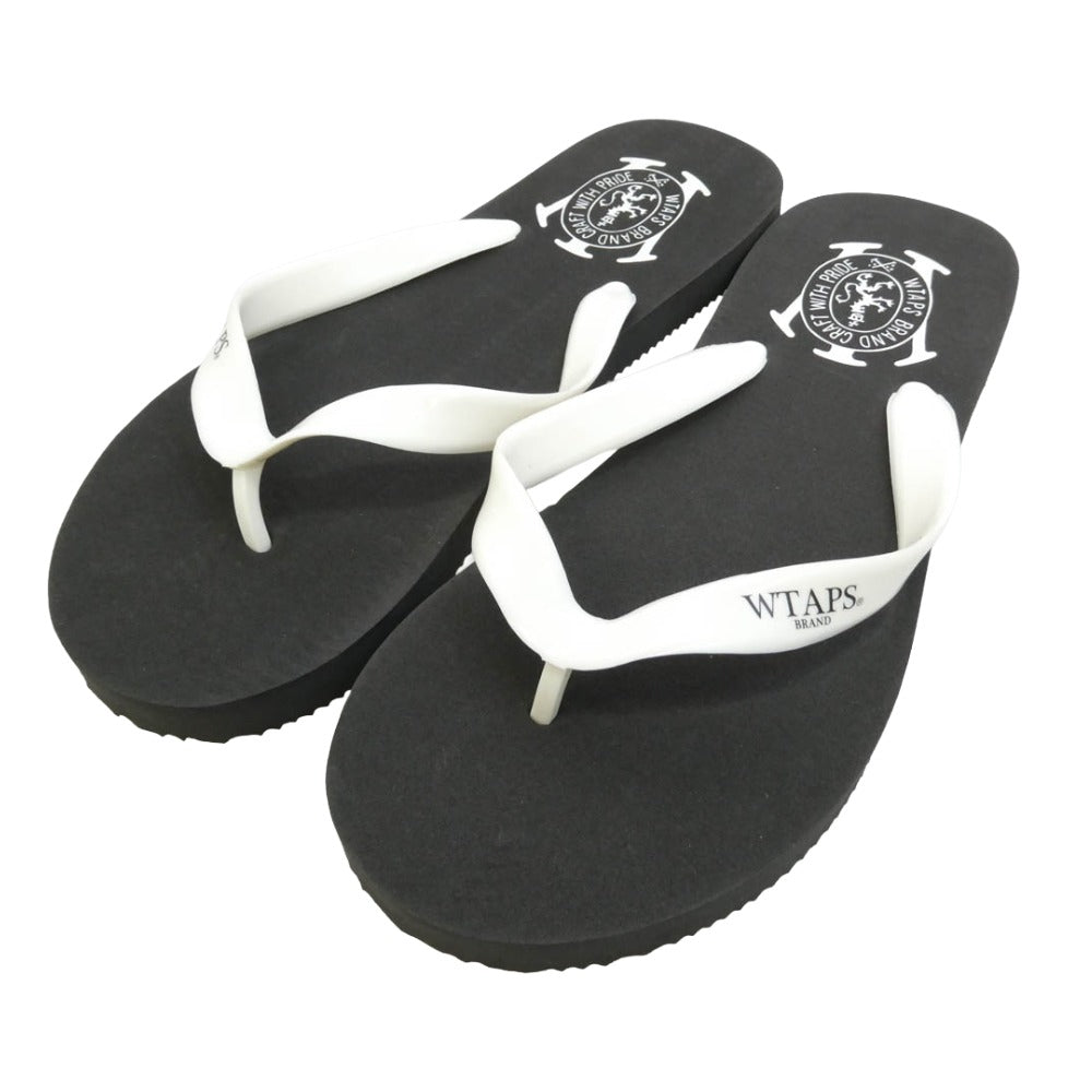 WTAPS ダブルタップス 10SS 101RDDT-FW01 SLIPPER SANDAL ロゴ プリント ビーチ サンダル ブラック系 FREE【新古品】【未使用】【中古】