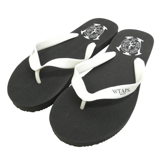WTAPS ダブルタップス 10SS 101RDDT-FW01 SLIPPER SANDAL ロゴ プリント ビーチ サンダル ブラック系 FREE【新古品】【未使用】【中古】