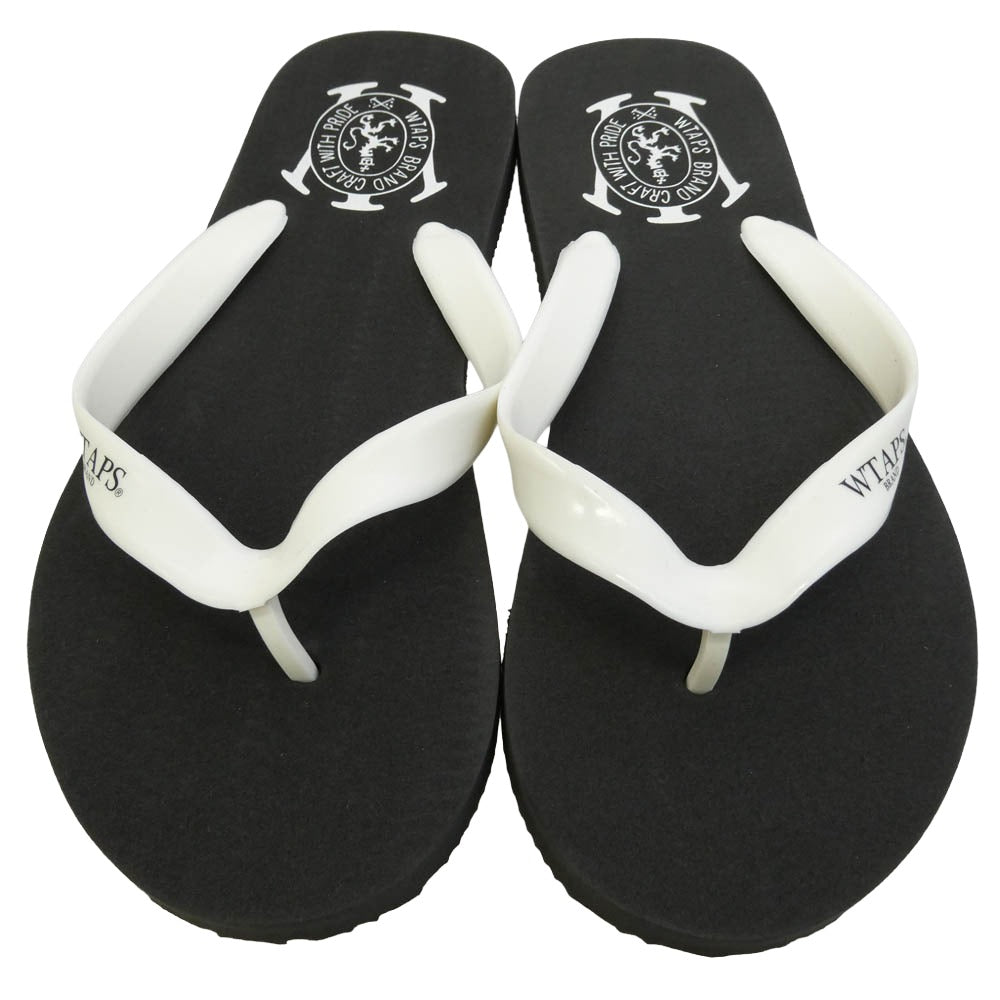 WTAPS ダブルタップス 10SS 101RDDT-FW01 SLIPPER SANDAL ロゴ プリント ビーチ サンダル ブラック系 FREE【新古品】【未使用】【中古】