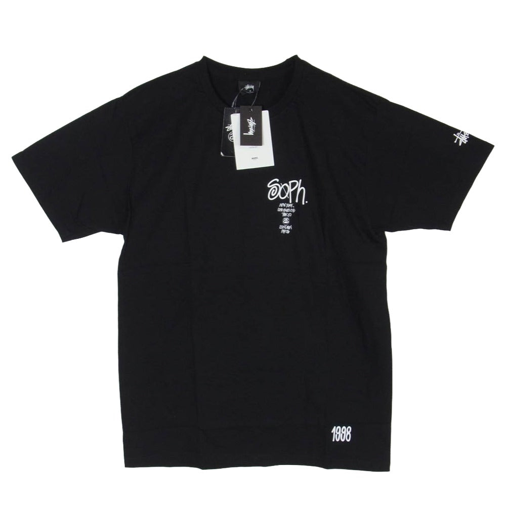 STUSSY ステューシー SOPHNET. ソフネット 3902837 x sophnet 35周年記念コラボ World Tour Tee ワールドツアー フロント ロゴプリント Ｔシャツ ソフネット 半袖カットソー ブラック系 M【新古品】【未使用】【中古】