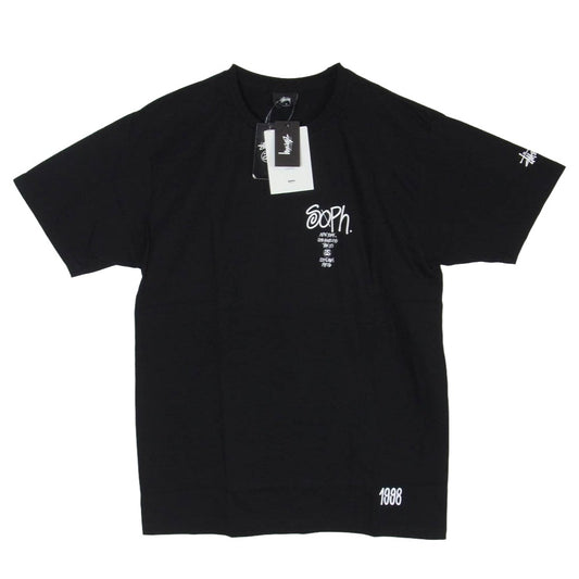 STUSSY ステューシー SOPHNET. ソフネット 3902837 x sophnet 35周年記念コラボ World Tour Tee ワールドツアー フロント ロゴプリント Ｔシャツ ソフネット 半袖カットソー ブラック系 M【新古品】【未使用】【中古】