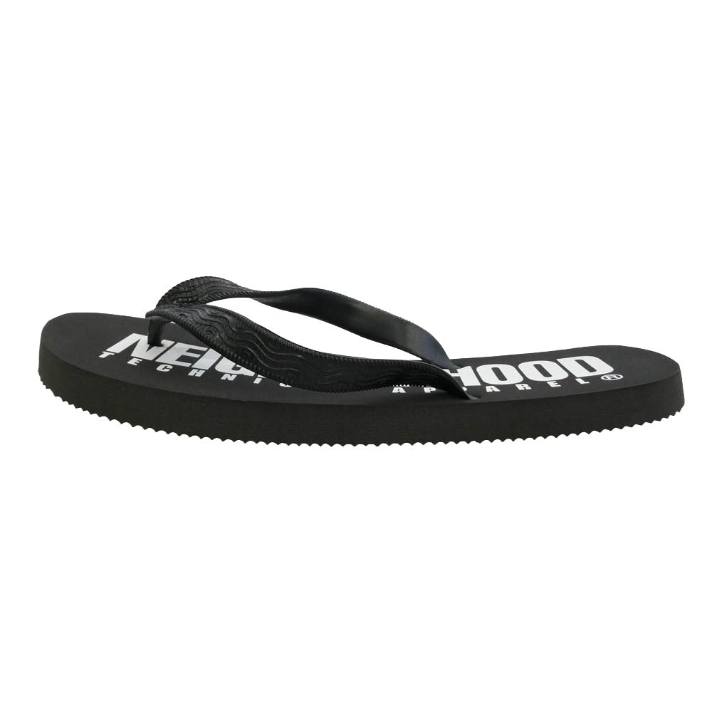 NEIGHBORHOOD ネイバーフッド 09SS 091MGNH-FW01 ZOURI S-SANDAL ロゴ プリント ゾウリ ビーチ サンダル ブラック系 L【新古品】【未使用】【中古】