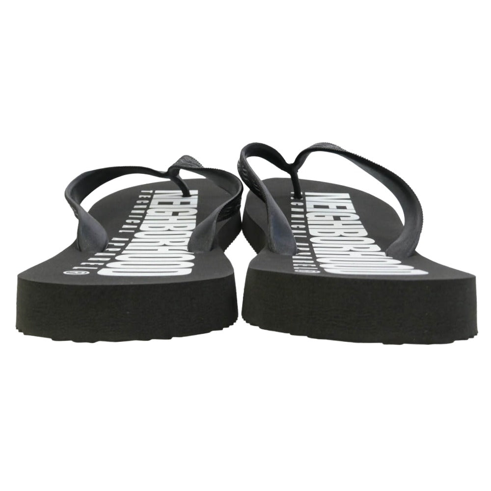 NEIGHBORHOOD ネイバーフッド 09SS 091MGNH-FW01 ZOURI S-SANDAL ロゴ プリント ゾウリ ビーチ サンダル ブラック系 L【新古品】【未使用】【中古】