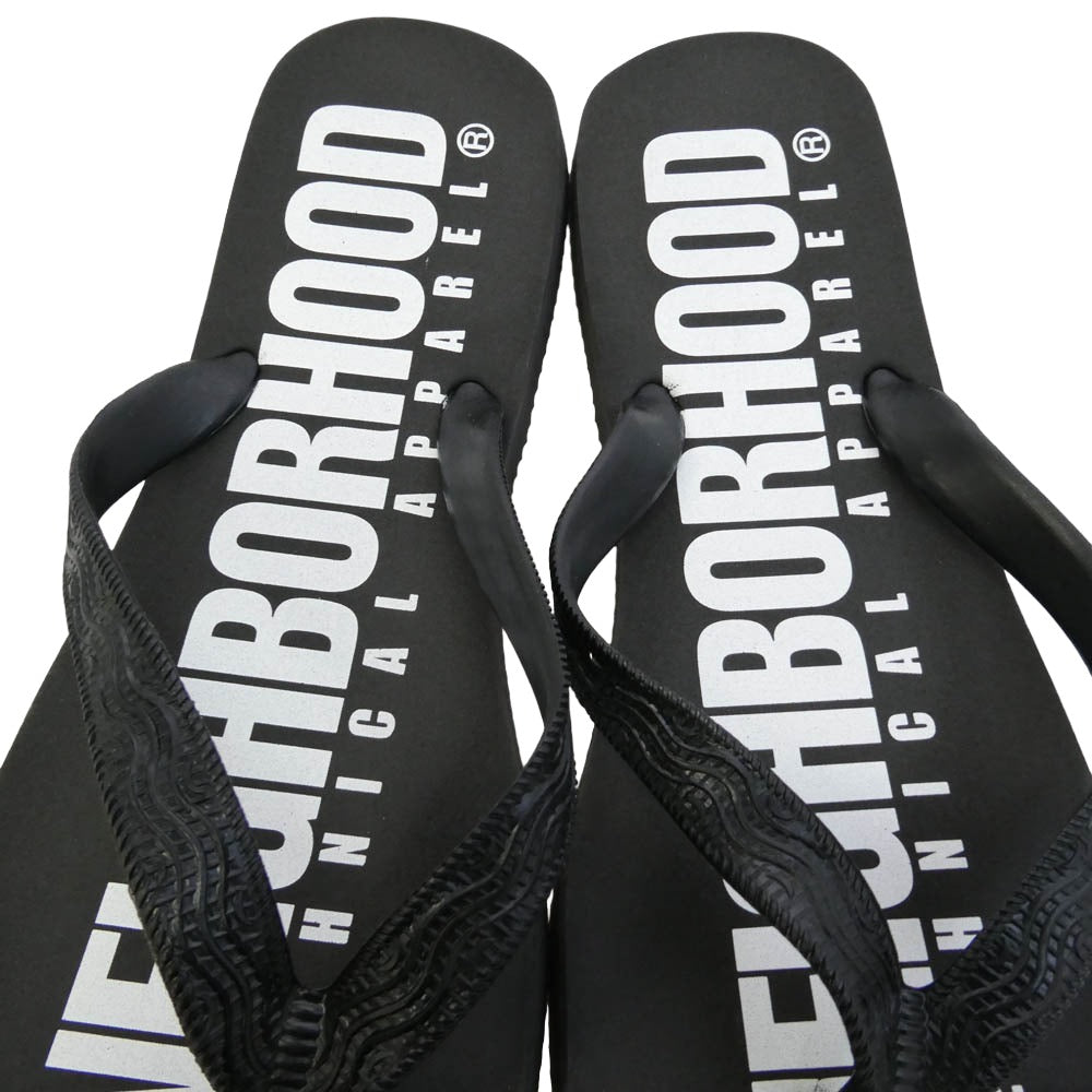 NEIGHBORHOOD ネイバーフッド 09SS 091MGNH-FW01 ZOURI S-SANDAL ロゴ プリント ゾウリ ビーチ サンダル ブラック系 L【新古品】【未使用】【中古】