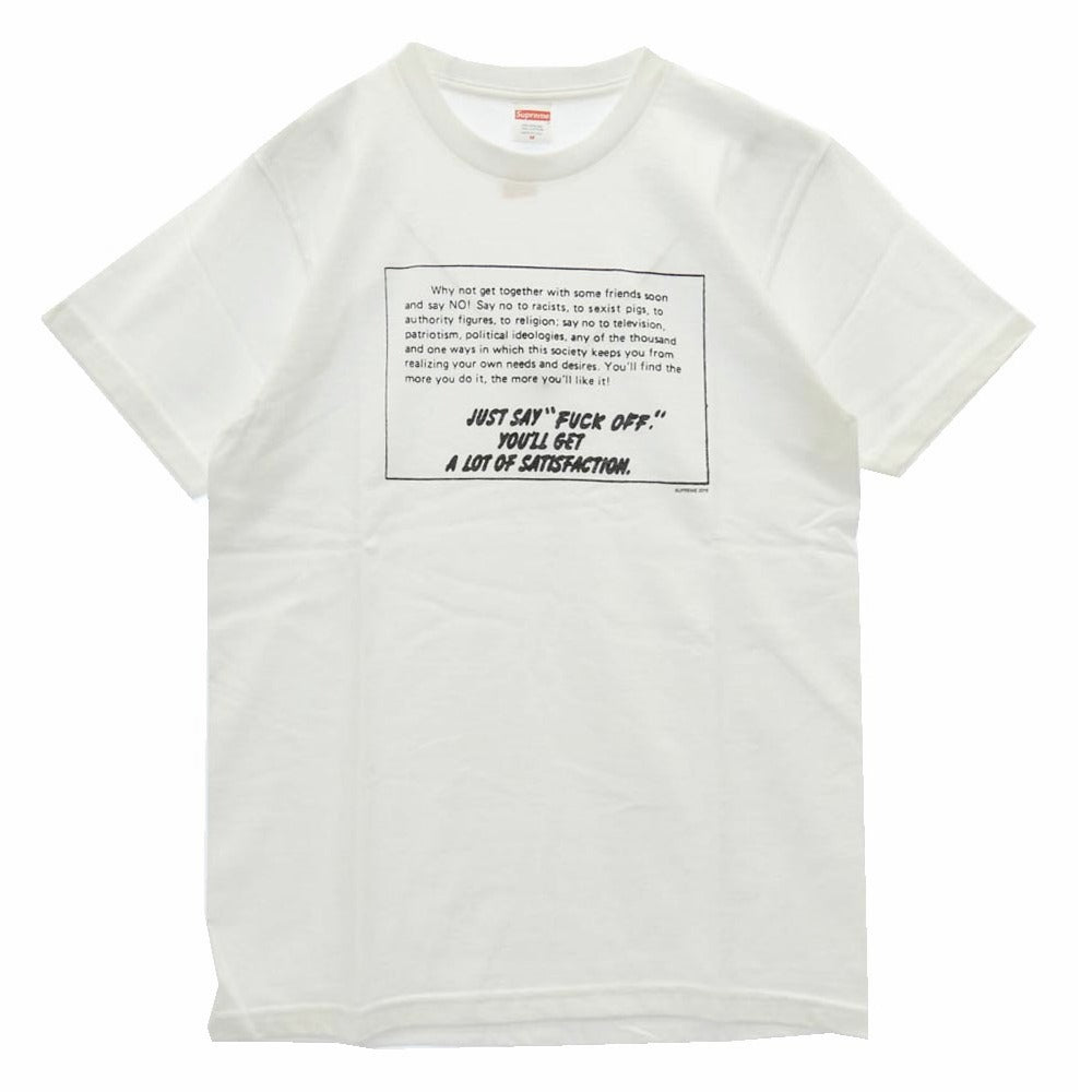 Supreme シュプリーム 16AW USA製 Say No Tee セイ ノー フロントプリント Ｔシャツ 半袖カットソー ホワイト系 M【新古品】【未使用】【中古】