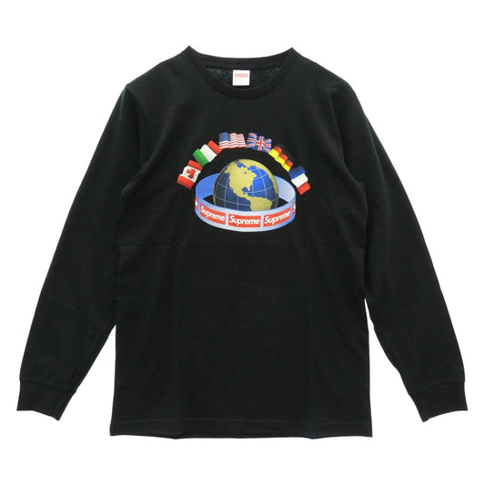 Supreme シュプリーム 15AW Worldwide L/S Tee ワールド ワイド ロングスリーブカットソー ロンT ブラック系 M【極上美品】【中古】