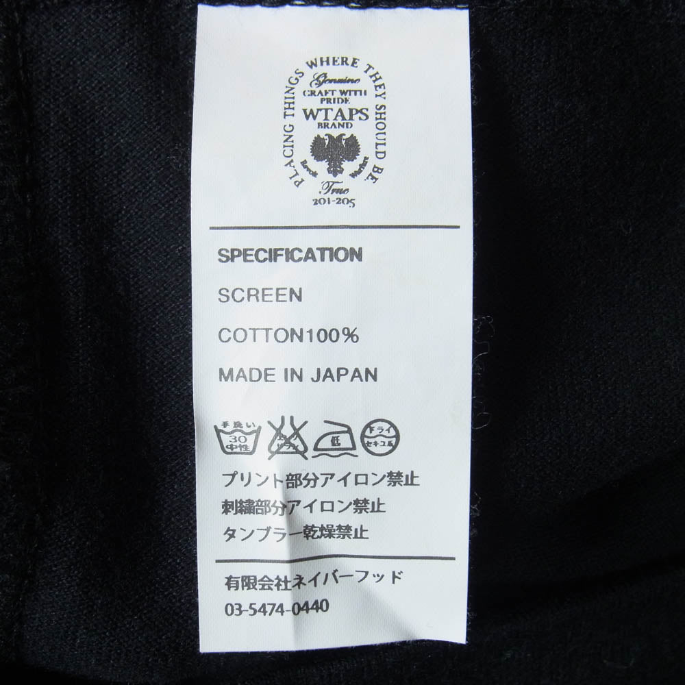WTAPS ダブルタップス 16SS 161ATDT-LT01S SPOT LONG LIVE L/S TEE SCREEN スポット ロング リブ スクリーン Ｔシャツ 長袖 カットソー ブラック系 2【新古品】【未使用】【中古】