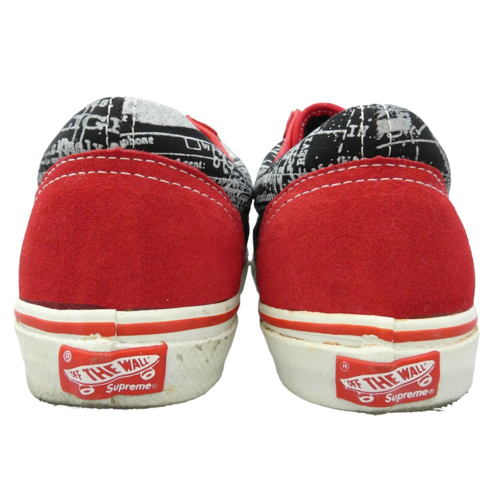Supreme シュプリーム VANS バンズ 04AW x VANS バンズ US SKATE OLD SKOOL FBI Print オールドスクール レッド ホワイト ローカット スニーカー エンジ系 27.5cm【中古】