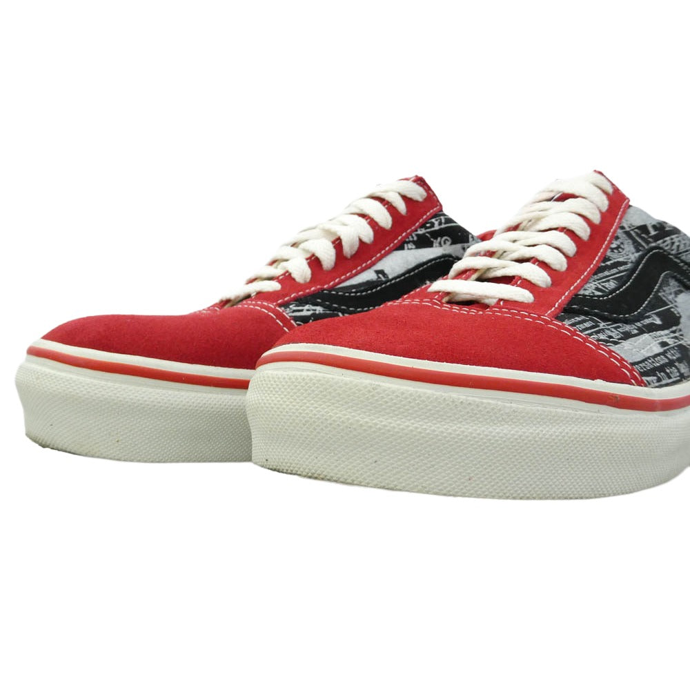 Supreme シュプリーム VANS バンズ 04AW x VANS バンズ US SKATE OLD SKOOL FBI Print オールドスクール レッド ホワイト ローカット スニーカー エンジ系 27.5cm【中古】