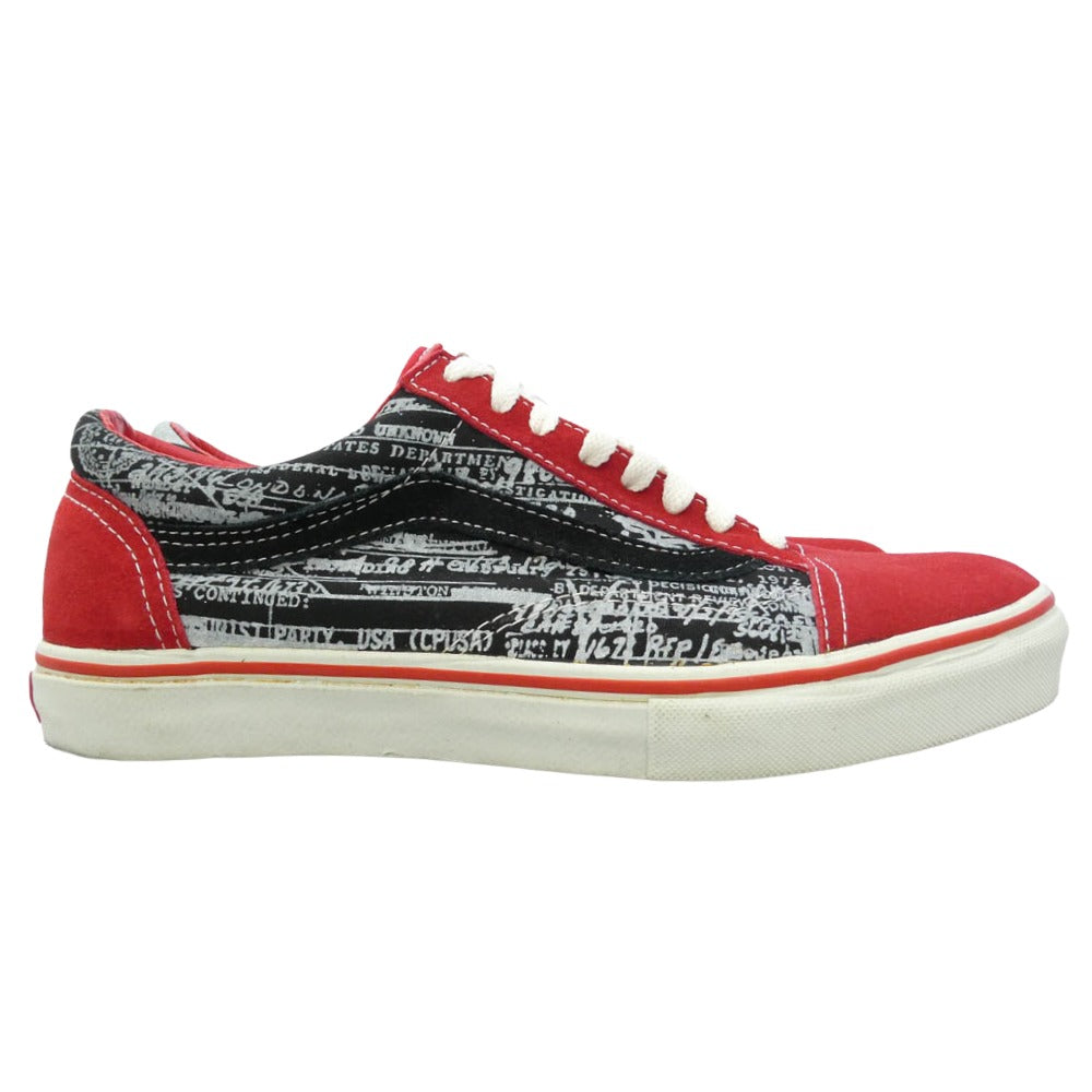 Supreme シュプリーム VANS バンズ 04AW x VANS バンズ US SKATE OLD SKOOL FBI Print オールドスクール レッド ホワイト ローカット スニーカー エンジ系 27.5cm【中古】