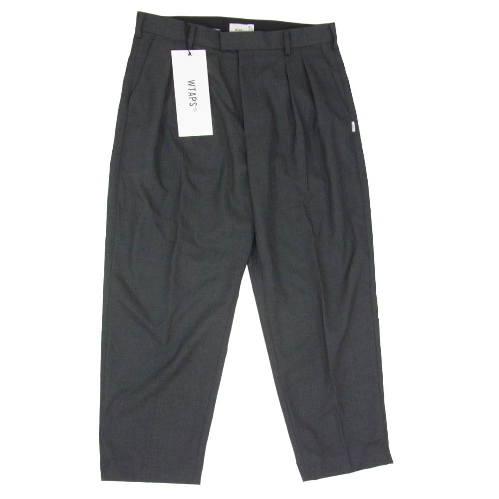 WTAPS ダブルタップス 26SS 261TQDT-PTM03 TRDT1801 TROUSERS WOPL. SERGE サージ生地 ワイド トラウザー パンツ チャコール系 X04【極上美品】【中古】
