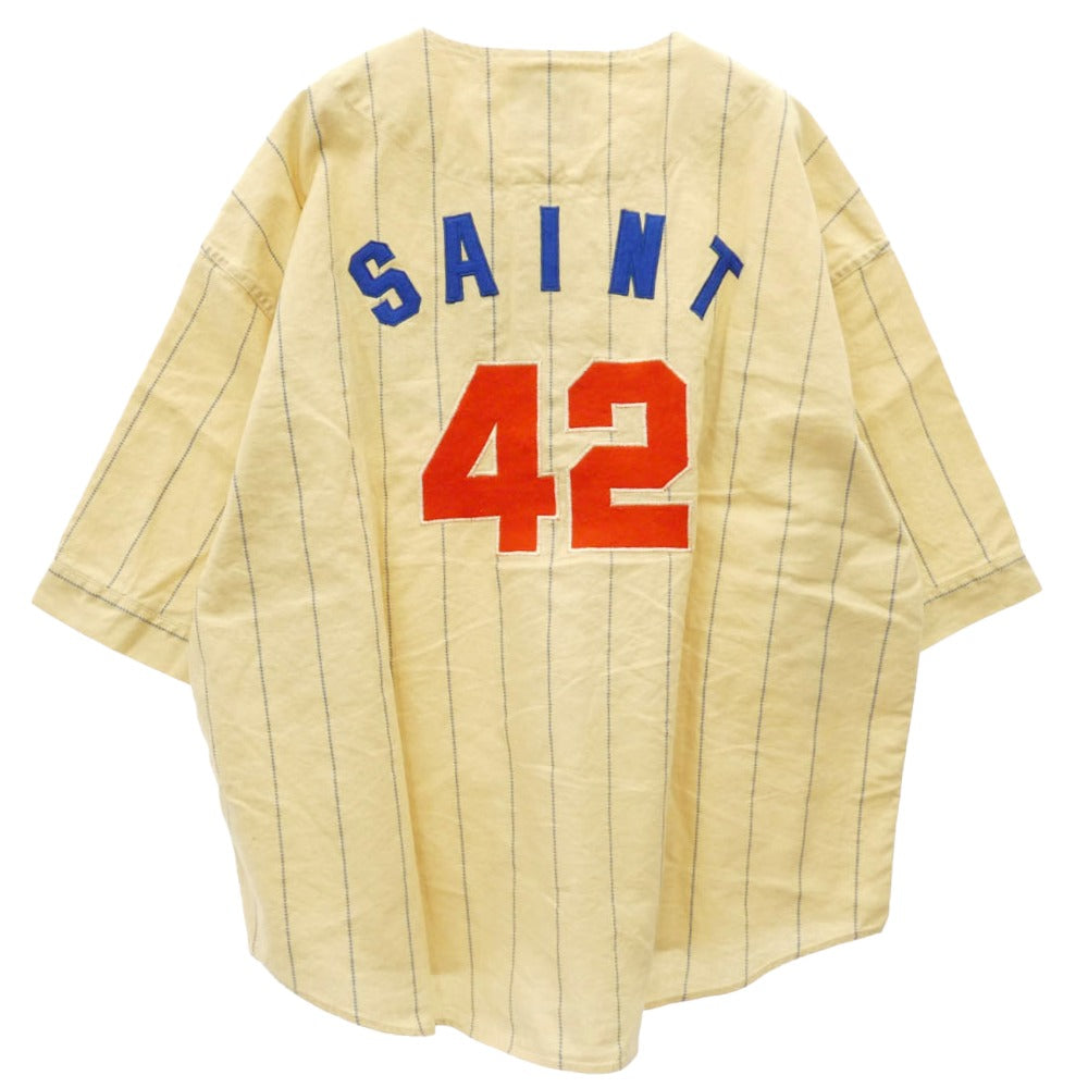 SAINT MICHAEL セントマイケル 26SS SM-MK8-0000-039 BASEBALL SHIRT ETERNITY 半袖 ベースボールシャツ ベージュ系 XL【美品】【中古】