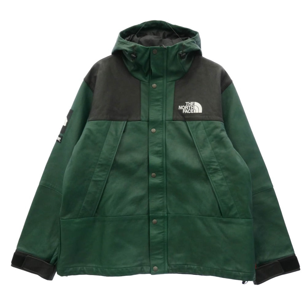 Supreme シュプリーム THE NORTH FACE ノースフェイス 18AW NF0A3VJ8 x THE NORTH FACE ザノースフェイス Leather Mountain Parka レザー マウンテン パーカー ジャケット グリーン系 XL【中古】
