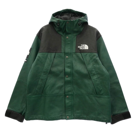 Supreme シュプリーム THE NORTH FACE ノースフェイス 18AW NF0A3VJ8 x THE NORTH FACE ザノースフェイス Leather Mountain Parka レザー マウンテン パーカー ジャケット グリーン系 XL【中古】