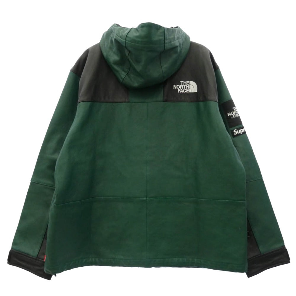 Supreme シュプリーム THE NORTH FACE ノースフェイス 18AW NF0A3VJ8 x THE NORTH FACE ザノースフェイス Leather Mountain Parka レザー マウンテン パーカー ジャケット グリーン系 XL【中古】