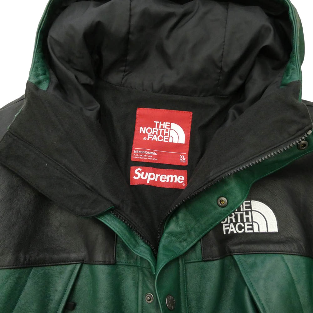 Supreme シュプリーム THE NORTH FACE ノースフェイス 18AW NF0A3VJ8 x THE NORTH FACE ザノースフェイス Leather Mountain Parka レザー マウンテン パーカー ジャケット グリーン系 XL【中古】