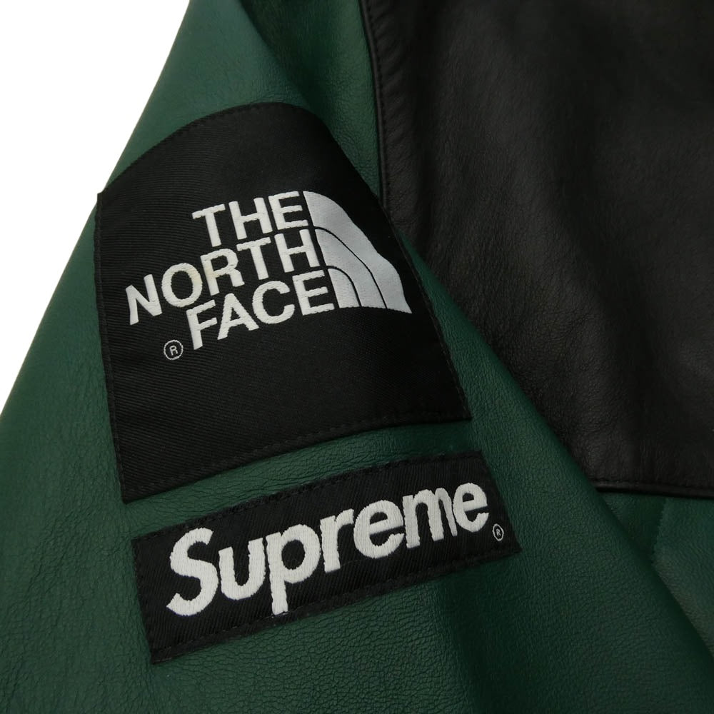 Supreme シュプリーム THE NORTH FACE ノースフェイス 18AW NF0A3VJ8 x THE NORTH FACE ザノースフェイス Leather Mountain Parka レザー マウンテン パーカー ジャケット グリーン系 XL【中古】
