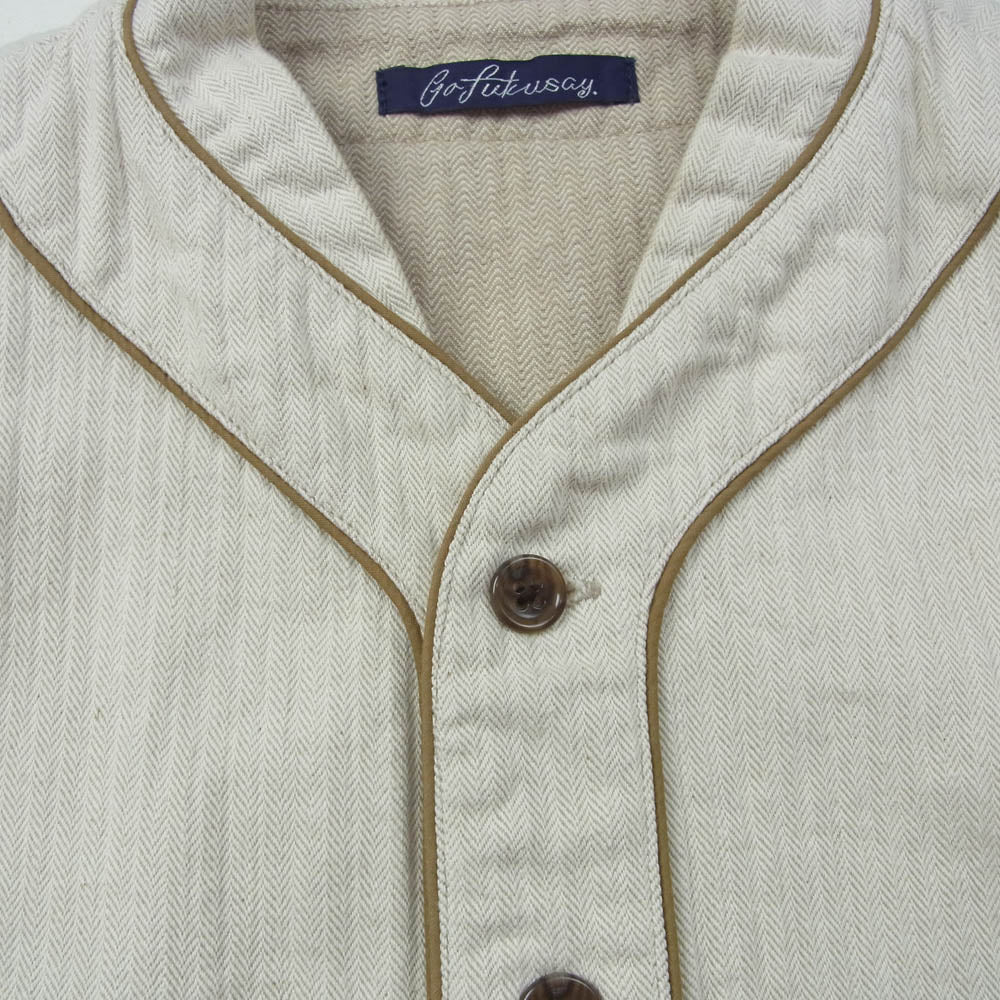 ゴフクセイ DAVON GAME SHIRT ヘリンボーン ゲームシャツ ベースボール 半袖 シャツ 生成り系【美品】【中古】